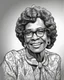 Placeholder: Outline art for coloring pages with Shirley Chisholm, white background, sketch style, only use black outline, white background, no shadows and well and clear outline