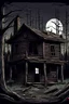 Placeholder: A imagine of an eerie cartoon-style abandoned cabin in the woods, haunted, scary, horror, evil Dead