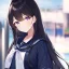 Placeholder: Clear focus,High resolution,High quality,Sailor Uniform, Black long hair, Purple eyes,