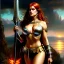 Placeholder: fullbody portrait 'beautiful sexy busty mature Redsonja',wearing minimal ancient metal armor,hyperrealistic skin,Hyperrealistic Big eyes,painting by gaston bussiere, greg rutkowski, yoji shinkawa, yoshitaka amano, tsutomu nihei, donato giancola, tim hildebrandt, oil on canvas, cinematic composition,sharp image, extreme detail,((fit full head inside picture)),32k