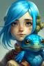 Placeholder: adorable fantasy turtle girl with silverline blue hair realistic