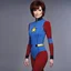 Placeholder: Marilu Henner as a Star Trek TOS négligée woman officer with pixie haircut in iconic Mondrian geometry leotard