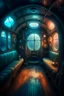 Placeholder: a look from the inside of a whimsical submarine made out of fur, hyper realism, photo realism, realistic lighting, realistic color grading