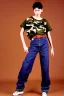 Placeholder: year 1996 denim fashion. Loose fit, "combat pants" with low waist, baggy, Combat pants and t-shirt. Colors: denim blue, blue, purple, khaki, light green, lilac, plum, orange, terracotta, red, pink, dark blue, beige. Women models. Patterns: Something between camouflage and lynx prints, stripes.Something between camouflage and lynx fur pattern prints.Jennifer Lopez, Gwyneth Paltrow, . Big tennis shoes on. Cargo pants. street vs. grunge