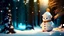 Placeholder: christmas time,snow, snowman ,a fir forest on the backround,24k,bokeh,fireflies
