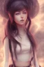 Placeholder: Realistic misterious Anime girl close and personal in stormy background