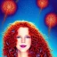 Placeholder: Robyn Lively, her striking perfectly detailed clear eyes, her perfect, precisely detailed lightly freckled face, meticulously detailed long curly multi-hued ginger carrot cherry fire red hair, luminous colorful sparkles; by james r. eads, gawki, rajewel, tania rivilis, dan mumford, lisa frank, artgerm, greg rutkowski, alphonse mucha and william-adolphe bouguereau; glitter, airbrush, octane render, volumetric lighting, 16k, photorealistic digital painting, artstation, smooth, sharp focus