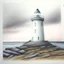 Placeholder: A pastel pencil drawing of Utsira Lighthouse in Norway