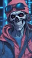 Placeholder: a close up of a person with a skull on their head, blue and black colors, anime skull portrait man, scary detailed art in color, hiroyuki-mitsume takahashi, nychos art aesthetic, half man half skeleton, anime cyberpunk art, colored manga art, rossdraws pastel vibrant, hot colors. insanely detailed, beautiful anime portrait, stunning anime face portrait, scary art in color