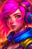 Placeholder: Portrait of Vi, from League of Legends videogame