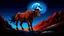 Placeholder: A striking and dynamic illustration of a muscular brown bull, standing proudly on a red and rocky terrain. The bull's muscles are exaggerated, giving it an almost mythical appearance. The background is a vast, deep blue sky with a full, glowing moon, casting a soft light over the scene. The atmosphere evokes a sense of power and mystery.