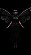 Placeholder: Full Body, Art Nouveau Woman With A Bob With A Fringe Hairstyle, 1920s Clothing, Steampunk Metal Moth wings, Black Background