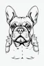 Placeholder: detailed line art illustration of the majestic French Bulldog adorned in spiky shoulder pads