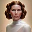 Placeholder: square framed complete and ultra realistic detailed head to waist stunning photo realistic portrait of young carrie fisher as Princess Leia with photo realistic hairstyle by Mandy Jurgens and mucha and Richard Schmid and chuck close and chie yoshii, extraordinary and detailed ceremony dress of star wars,brown eyes