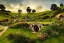 Placeholder: The town of Hobbiton in the Summer, the shire, beautiful scenic landscape, lord of the rings, wide angle, super highly detailed, professional digital painting, artstation, concept art, smooth, sharp focus, no blur, no dof, extreme illustration, unreal engine 5, photorealism, hd quality, 8 k resolution, cinema 4 d, 3 d, beautiful, cinematic, art by artgerm and greg rutkowski and alphonse mucha and loish and wlop