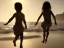 Placeholder: children jumping in water on a beach capture them against the sun and make an art silhouette, hyper details, real sharp, 8k, well detailed, well shaped