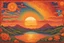 Placeholder: cosmic portland oregon sunset in a psychedelic orange, red, and yellow color palette in the illustrated style of alex grey