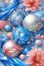 Placeholder: balls,gusts of wind,spiral, patterns ,silver pink blue, composition,flowers,pearls, silk,colored ribbons ,realistic,macro,delicate colors grace, transparent,aesthetically pleasing,hyper detailed,unusual,combination is extremely beautiful,drawing details ,magic,aesthetics, bright light, clarity,fantastically,,close-up, filigree,pastel,watercolor,detailed drawing..,hyperdetalization,surrealism,glitter,5d ,transparent details,futuristic,best quality.