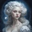 Placeholder: The moonlight illuminates her hair, turning it a pure, silvery white, in rococo art style