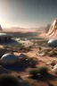 Placeholder: diorama de un valle en un planeta con atmosfera tornasolada con vegetacion alienigena, a lo lejos una pequeña aldea desierta