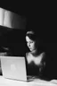 Placeholder: solana king liquidation flush shadow face in a dark room looking at computer oracle of delphi seeing the future in the style of surrealism black and white
