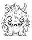 Placeholder: Outline art for cute monster coloring pages with cute monster , white background, sketch style, full body,only use outline , clean line art , white background, no shadows and clear and well outlined