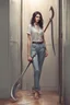 Placeholder: Dahlia walked with her scythe to her apartment, she got undressed and took a shower. Afterwards, she put on a pair of loose cotton pants and a tight shirt.