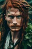 Placeholder: wet pirate nereid male with auburn hair and seaweed braid