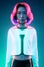 Placeholder: Medium shot body portrait, Asian cyborg woman :: symmetry photography, cyberpunk, pink hair, makeup, long line eye, light iris, :: latex coat, wires and circuits, pink, white, black :: cinematic, Ultra realistic, dark scene, soft color, highly detailed, unreal engine 5, RTX, ultra detail, 3d, finely drawn, high definition.