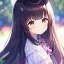 Placeholder: Clear focus,High resolution, Black long fluffy hair, and brown eyes, Loli