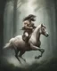 Placeholder: A centaur majestically galloping through the dense forest in the style of Doug Hyde , fantastical landscape, soft strokes , mythology portrait, classic illustrated digital design