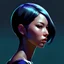 Placeholder: digital art minimal beautiful artistic asian girl long bob hair head unreal engine brush strokes on hair no ear