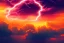 Placeholder: Beautiful landscape sunset with birds in the sky, with lightning in background