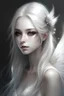 Placeholder: a small fairy with loose white hair down to her back and white eyes with a pair of white crystal wings