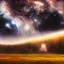 Placeholder: mist on the fields and stars in the sky