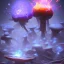 Placeholder: Spherical Frost metal magic armoured lightning Mycelium giant blob MUSHROOM flower erupting with BLUE FLAMES hellfire abyss stars SPACE lANDSCAPE