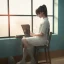 Placeholder: female student studying by the window, anime style, full body, cool face, unreal engine 5, cinema4d, sun light, studio lighting --ar 1:1 --v 4