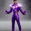 Placeholder: Cosmic super hero, purple costume,4k image, gray colour costume