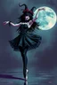 Placeholder: Striking 12k image of a gothic character doing ballet, selective colors, gothic undertone, she has no face, comic/popart overlay style