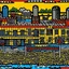 Placeholder: A factory near a big lake painted by Keith Haring