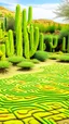Placeholder: A yellow desert with cactuses designed in ancient Egyptian hieroglyphics painted by Frank Lloyd Wright
