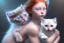 Placeholder: young red haired child with blue eyes lovingly cradles a regal blue eyed Siamese kitten in her arms, the two of them exuding an air of peace and grace. Modifiers: Award winning photography fantasy oil on canvas photorealistic very attractive dynamic lighting fantastic view ultra detailed cinematic postprocessing VRay neon Iridescent aesthetically perfect facial features Tesselated