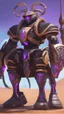 Placeholder: A close picture to Ramattra nemesis form egypt rob in overwatch art style with black color and neon purple details in the desert