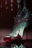 Placeholder: dark fantasy, intricate cover, a whimsical fairytale, translucent shoe made of glass with drops of blood underneath