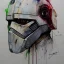 Placeholder: photorealistic luke skywalker helmet with weathered painting , illustration on coarse canvas by <agnes cecile> and <Yoji Shinkawa>, ornate and intricate details , soft smooth lighting, concept art,