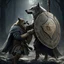 Placeholder: Assassins Creed Eivor Wolf-Kissed Viking aesthetic, Eivor in battle with ornate wolf design shield protecting himself from a Friar's morningstar attack, Unreal Engine 5, hyperrealism, dark fantasy, shield-core, beautiful, dramatic, cinematic, stunning