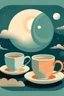 Placeholder: Moon and coffee retro, soft cool colors
