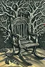 Placeholder: Linocut haunted rocking chair