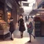 Placeholder: steampunk girl, streetMarket,