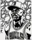 Placeholder: Outline art for coloring pages with MICHAEL JORDAN, white background, only use black outline, white background, no shadows and well and clear outline